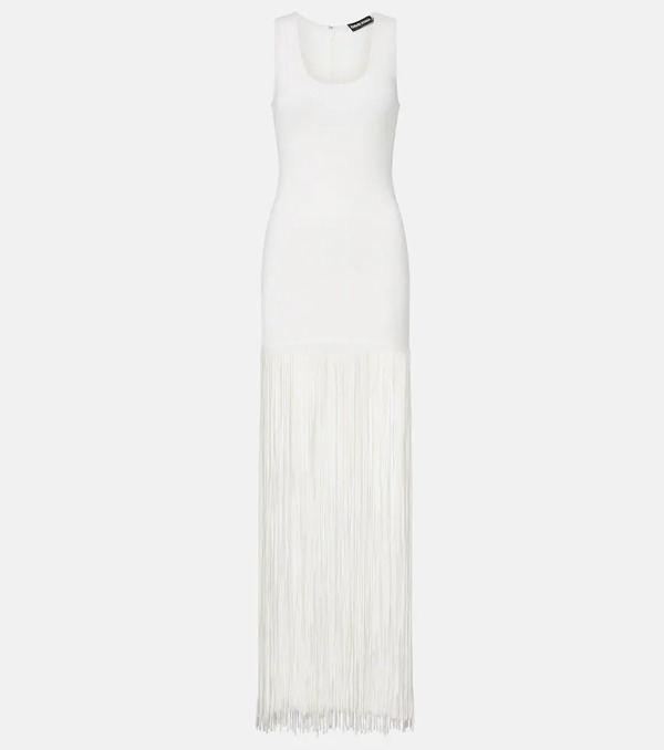  David Koma David Koma Fringed Ribbed-knit Maxi Dress 