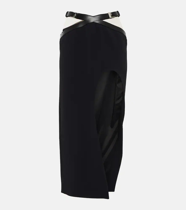  David Koma David Koma Leather-trimmed Midi Skirt 