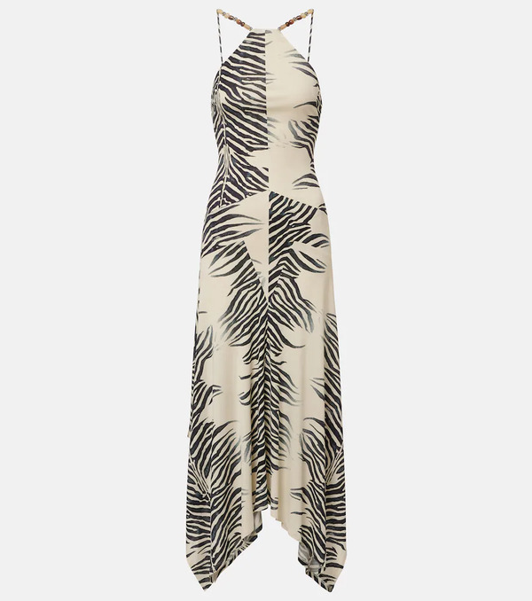  De La Vali De La Vali Artemis Asymmetric Zebra-print Gown 