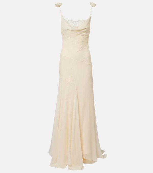  De La Vali De La Vali Bridal Dia Silk Chiffon Gown 
