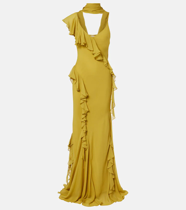  De La Vali De La Vali Mayara Ruffled Georgette Gown 