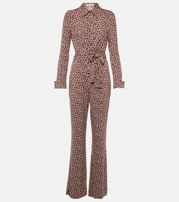  Diane Von Furstenberg Diane Von Furstenberg Michelle Printed Jersey Jumpsuit 