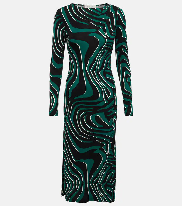  Diane Von Furstenberg Diane Von Furstenberg Printed Fitted Midi Dress 