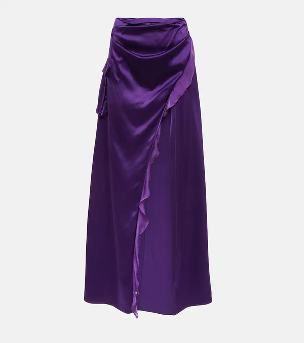  Didu Didu Asymmetric Silk Satin Maxi Skirt 