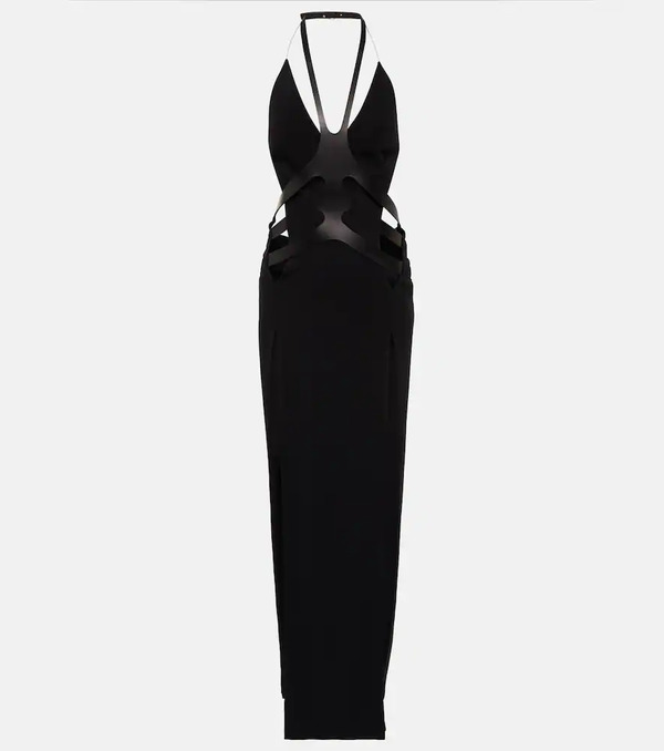  Dion Lee Dion Lee Cutout Leather-trimmed Halterneck Gown 