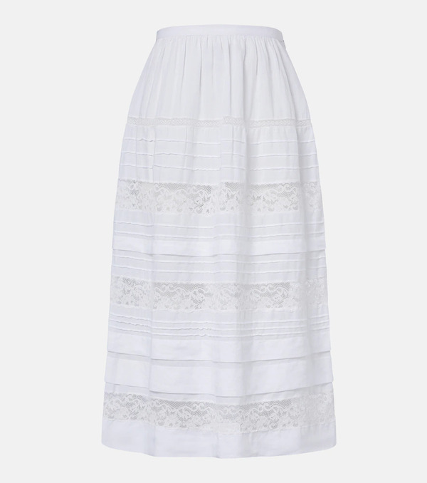  Doen Dã´en Sidra Lace-trimmed Ramie Midi Skirt 