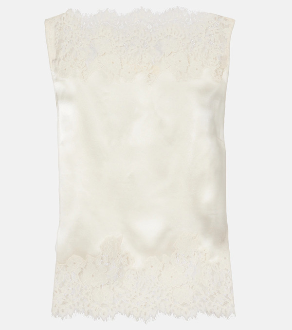  Doen Dã´en Viviane Cutout Lace-trimmed Silk Top 