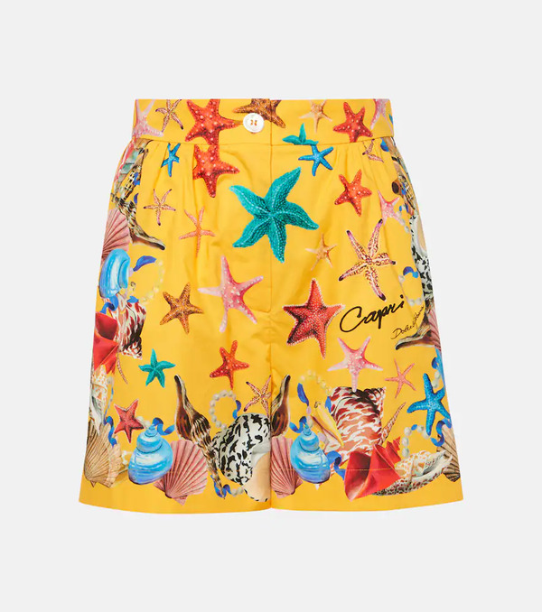  Dolce&gabbana Dolce&gabbana Capri Printed High-rise Cotton Shorts 