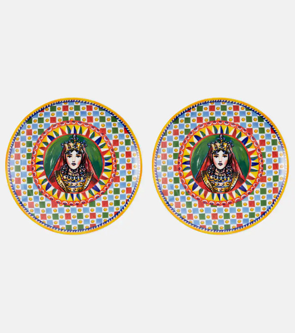  Dolce&gabbana Casa Dolce&gabbana Casa Carretto Siciliano Set Of 2 Dessert Plates 