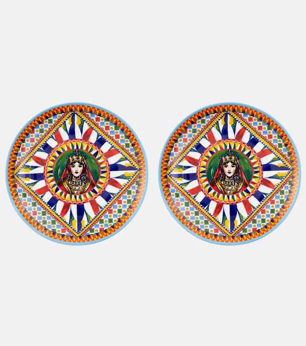  Dolce&gabbana Casa Dolce&gabbana Casa Carretto Siciliano Set Of 2 Dinner Plates 