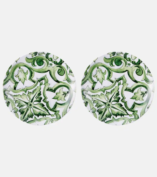  Dolce&gabbana Casa Dolce&gabbana Casa Majolica Set Of 2 Porcelain Dinner Plates 