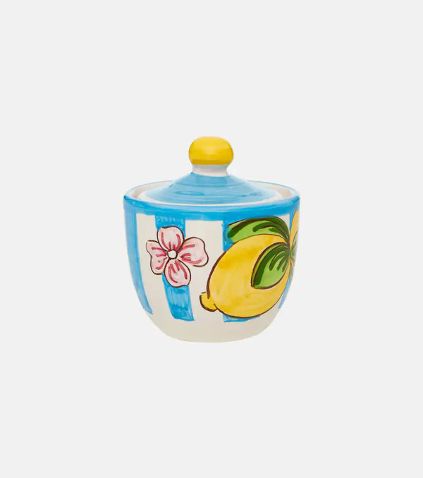  Dolce&gabbana Casa Dolce&gabbana Casa Taormina Striped Ceramic Sugar Bowl 