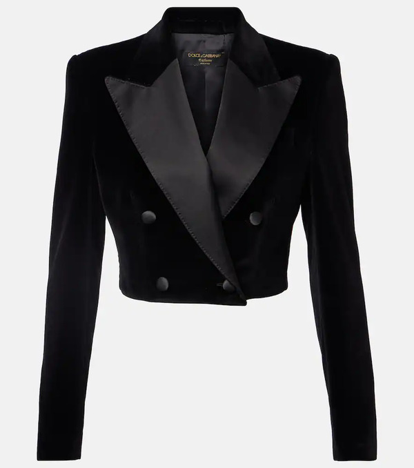  Dolce&gabbana Dolce&gabbana Cropped Cotton-blend Velvet Blazer 