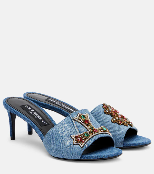  Dolce&gabbana Dolce&gabbana Crystal-embellished Denim Mules 