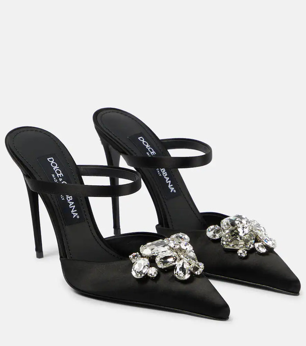  Dolce&gabbana Dolce&gabbana Crystal-embellished Satin Mules 