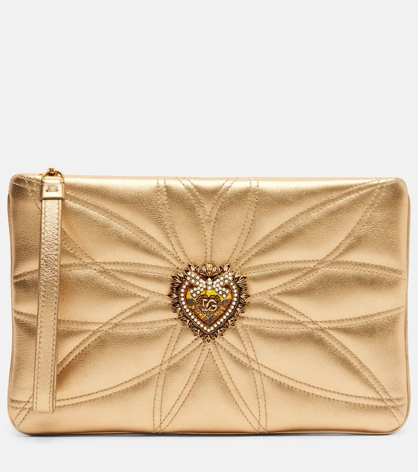  Dolce&gabbana Dolce&gabbana Devotion Mini Metallic Leather Pouch 