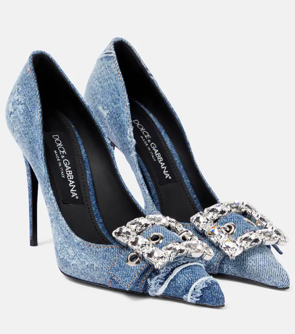  Dolce&gabbana Dolce&gabbana Embellished Denim Pumps 