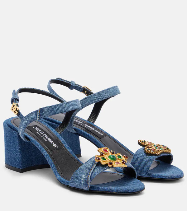  Dolce&gabbana Dolce&gabbana Embellished 60 Denim Sandals 