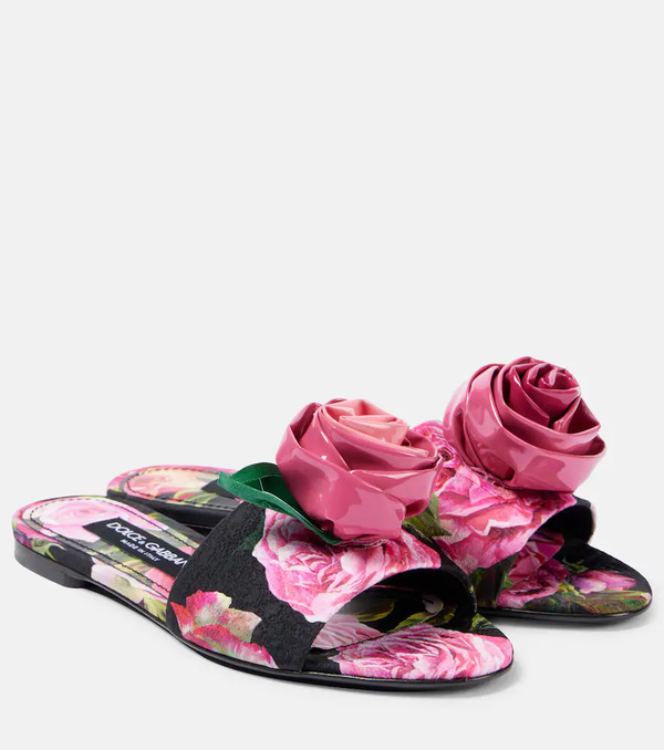  Dolce&gabbana Dolce&gabbana Floral-appliquã© Brocade Slides 