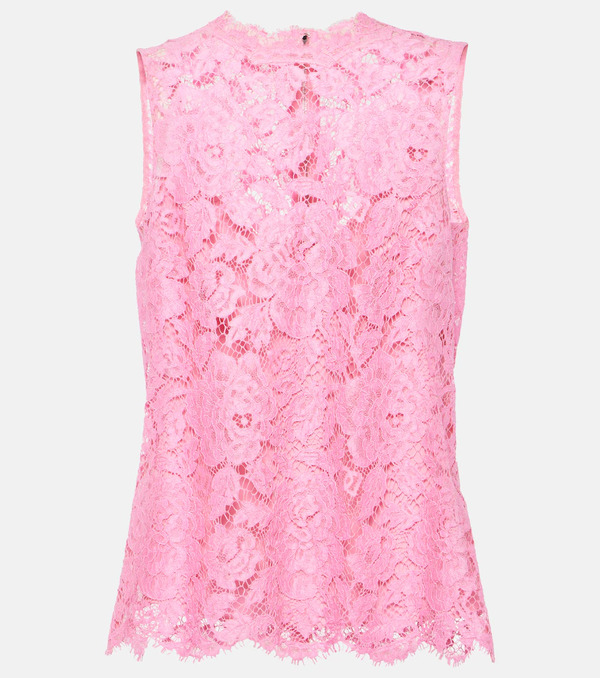 Dolce&gabbana Dolce&gabbana Floral Crepe De Chine Lace Top 