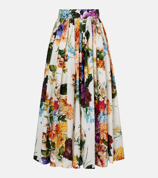  Dolce&gabbana Dolce&gabbana Floral Gathered Cotton Maxi Skirt 