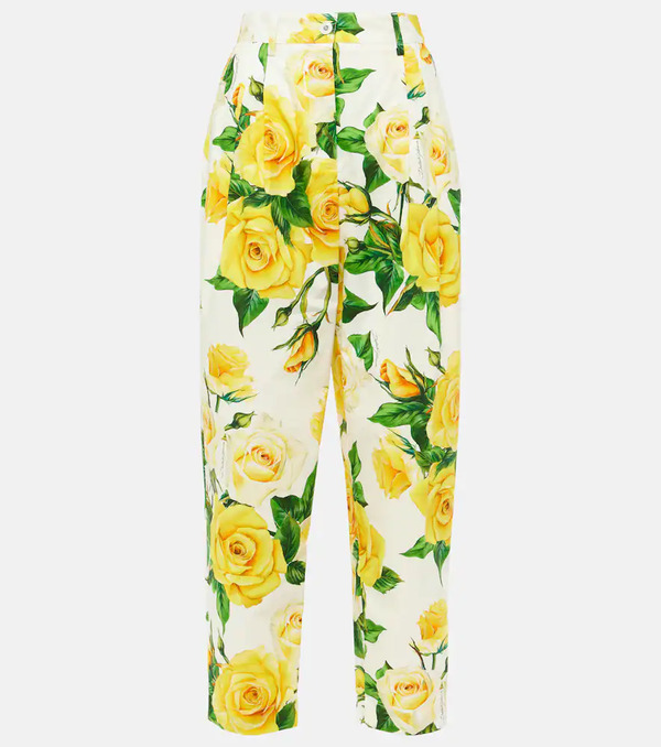  Dolce&gabbana Dolce&gabbana Floral High-rise Cotton Cropped Pants 