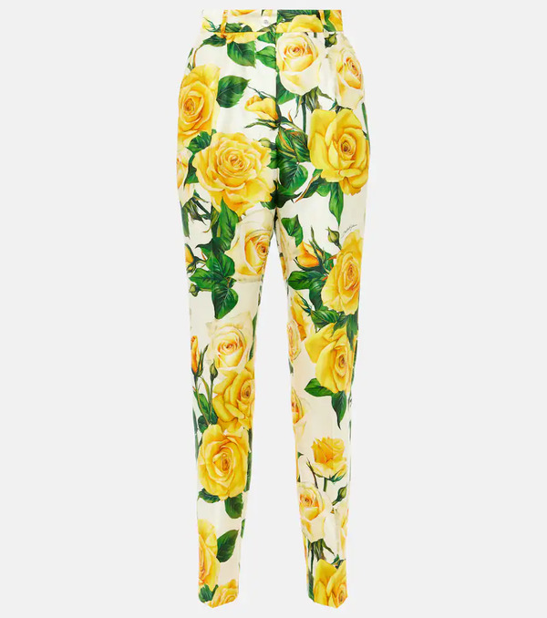  Dolce&gabbana Dolce&gabbana Floral High-rise Silk-blend Straight Pants 