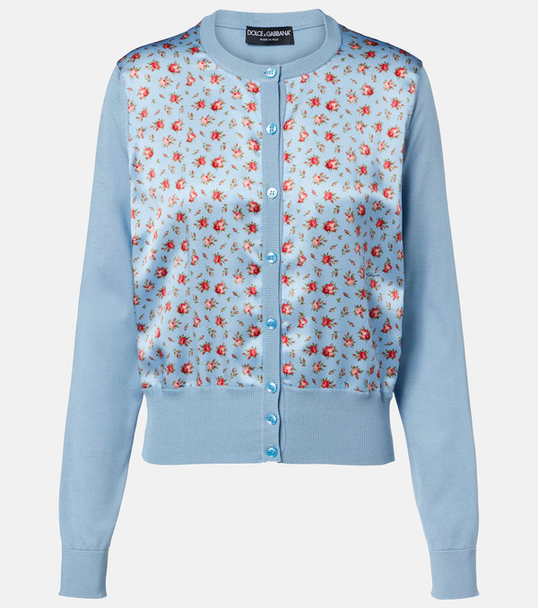 Dolce&gabbana Dolce&gabbana Floral Paneled Silk Satin Cardigan 