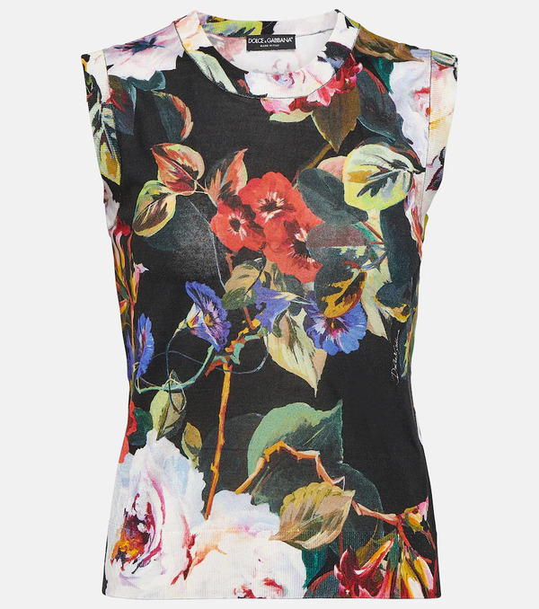 Dolce&gabbana Dolce&gabbana Floral Silk Knit Tank Top 