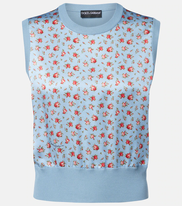  Dolce&gabbana Dolce&gabbana Floral Silk Sweater Vest 