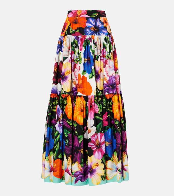  Dolce&gabbana Dolce&gabbana Floral Tiered Cotton Maxi Skirt 