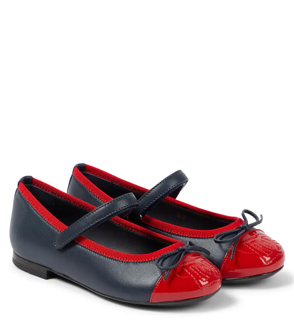  Dolce&gabbana Kids Dolce&gabbana Kids Bow-detail Leather Ballet Flats 