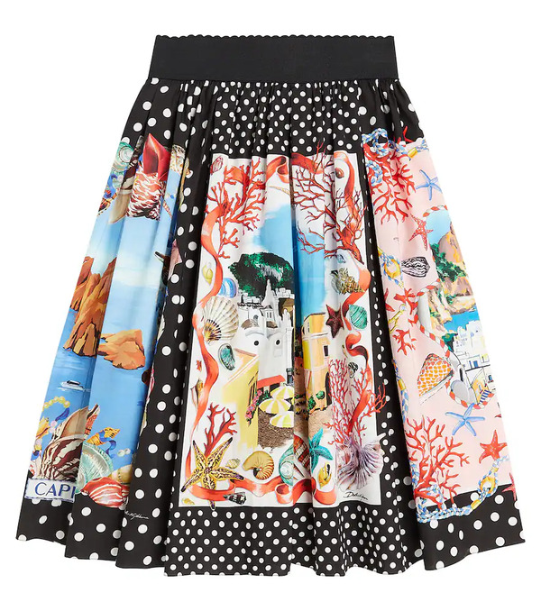  Dolce&gabbana Kids Dolce&gabbana Kids Capri Printed Cotton Poplin Skirt 