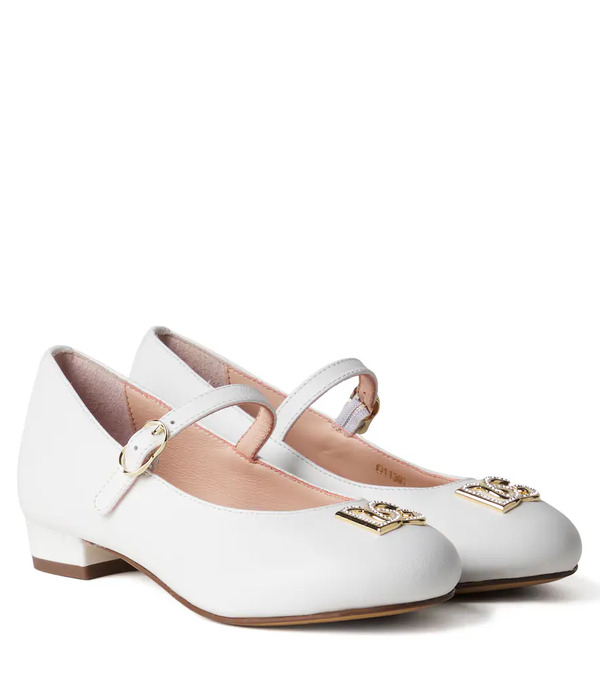  Dolce&gabbana Kids Dolce&gabbana Kids Dg Embellished Leather Ballet Flats 