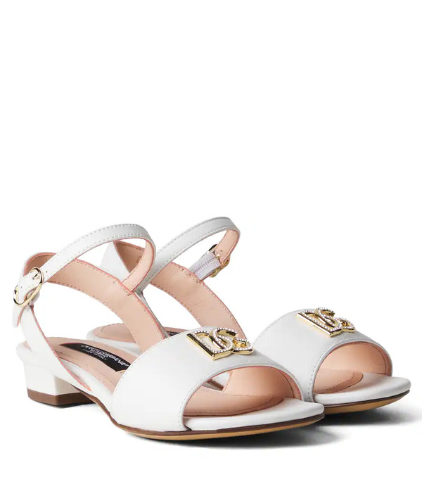  Dolce&gabbana Kids Dolce&gabbana Kids Dg Embellished Leather Sandals 