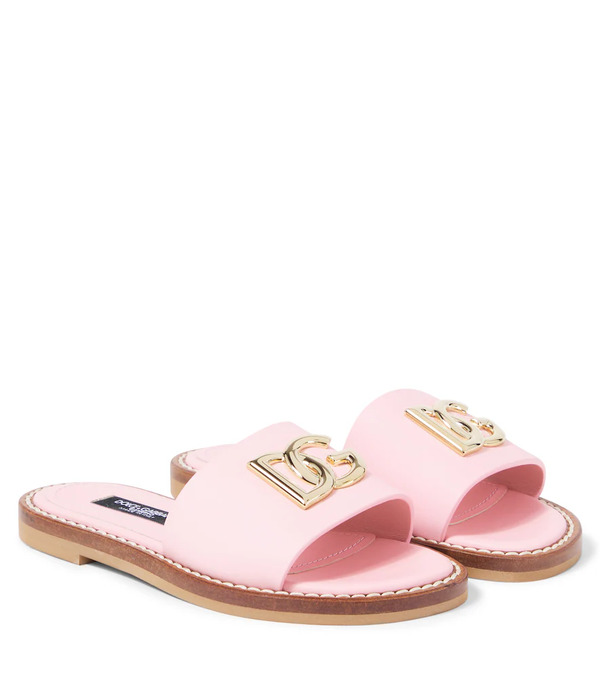  Dolce&gabbana Kids Dolce&gabbana Kids Dg Leather Slides 