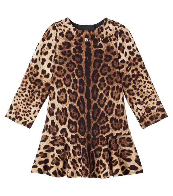  Dolce&gabbana Kids Dolce&gabbana Kids Dg Leopard-print Wool Crãªpe Dress 