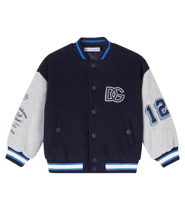 Dolce&gabbana Kids Dolce&gabbana Kids Dg Wool-blend Varsity Jacket 