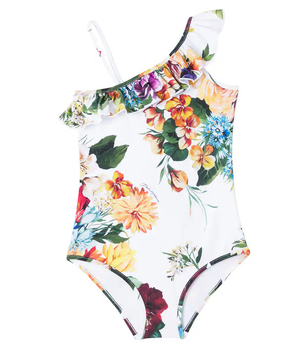  Dolce&gabbana Kids Dolce&gabbana Kids Fiori Printed Ruffled Swimsuit 