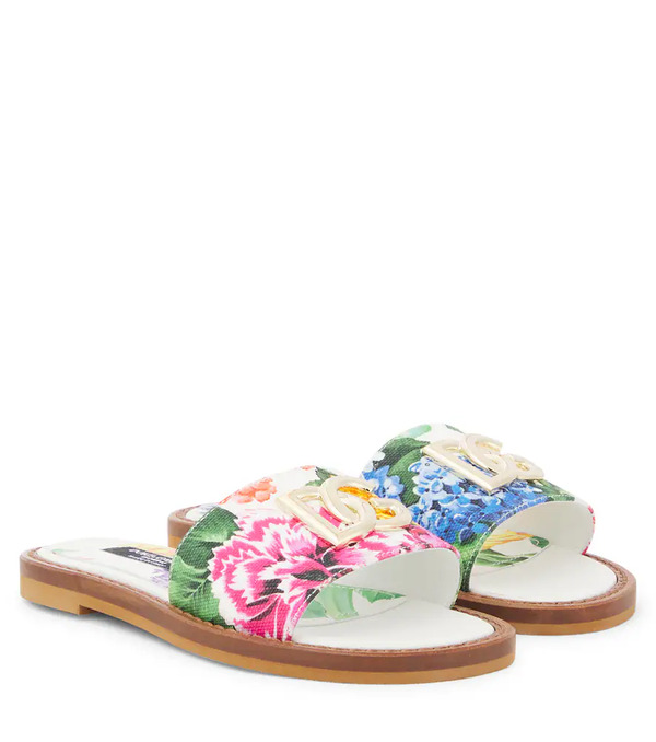  Dolce&gabbana Kids Dolce&gabbana Kids Floral Canvas Sandals 
