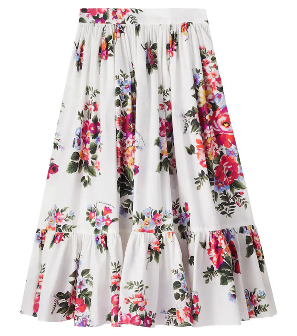  Dolce&gabbana Kids Dolce&gabbana Kids Floral Cotton Poplin Skirt 