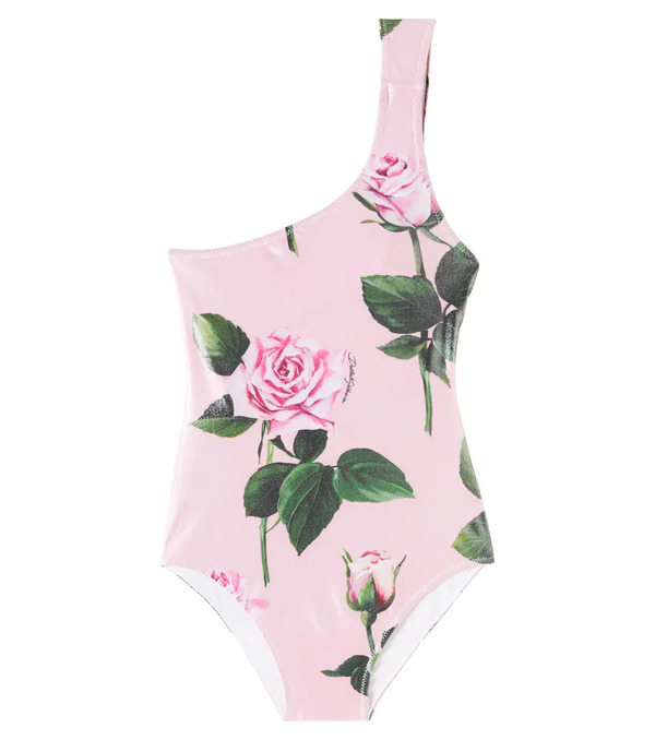  Dolce&gabbana Kids Dolce&gabbana Kids Floral One-shoulder Swimsuit 