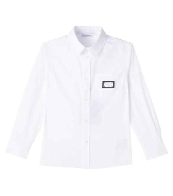  Dolce&gabbana Kids Dolce&gabbana Kids Logo Cotton-blend Shirt 