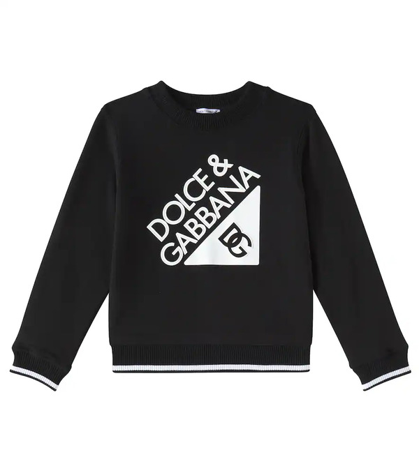  Dolce&gabbana Kids Dolce&gabbana Kids Logo Cotton Jersey Sweatshirt 