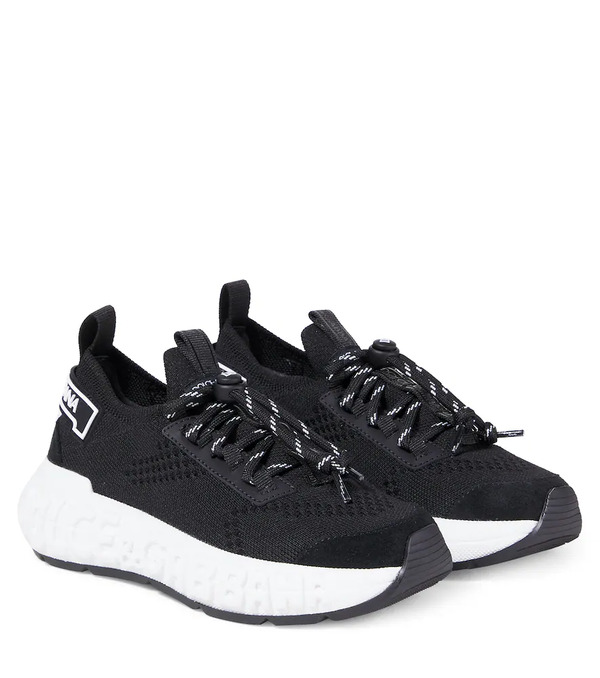 Dolce&gabbana Kids Dolce&gabbana Kids Logo Leather-trimmed Sneakers 