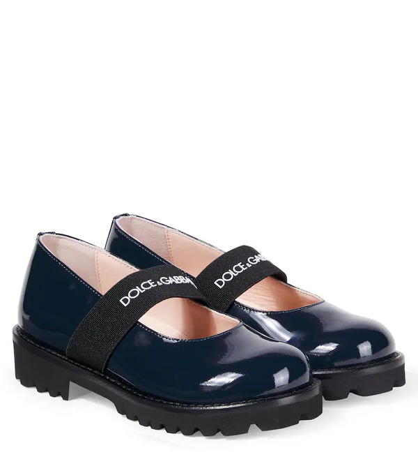  Dolce&gabbana Kids Dolce&gabbana Kids Logo Patent Leather Mary Jane Flats 