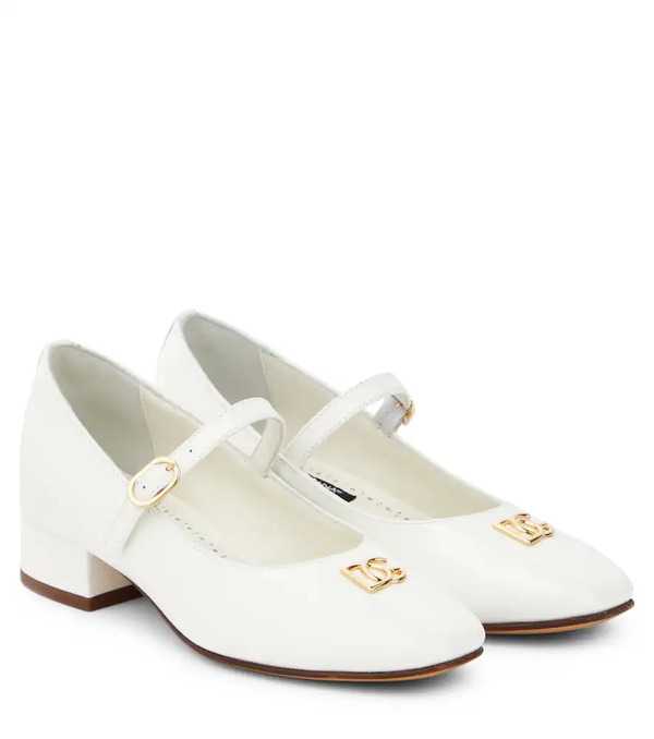  Dolce&gabbana Kids Dolce&gabbana Kids Logo Patent Leather Mary Jane Pumps 