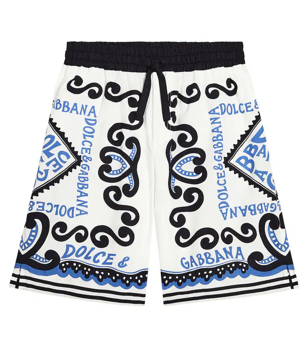  Dolce&gabbana Kids Dolce&gabbana Kids Logo Printed Cotton Bermuda Shorts 