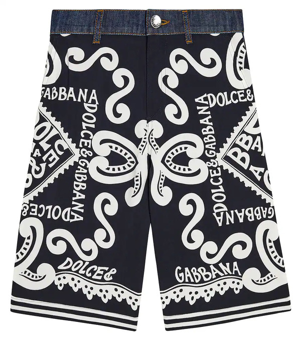  Dolce&gabbana Kids Dolce&gabbana Kids Logo Printed Cotton-blend Bermuda Shorts 