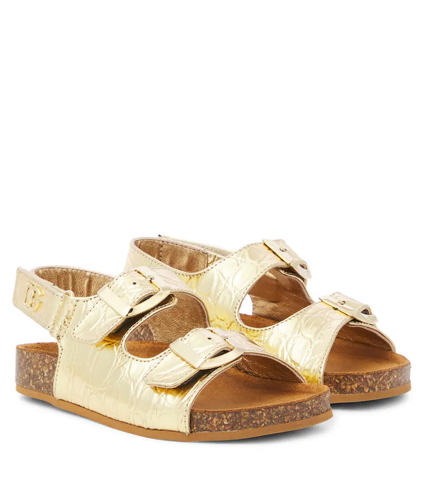  Dolce&gabbana Kids Dolce&gabbana Kids Metallic Leather Sandals 
